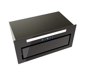 GLOBALO Hotte aspirante de cuisine encastrable, ventilateur plat, avec éclairage, largeur 59,6 cm, 4 niveaux de puissance, verre trempé et acier, Classe Énergétique B Loteo 60.4 Plus Noir