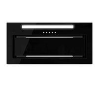 GLOBALO Hotte aspirante de cuisine encastrable, ventilateur plat, filtre à graisse, hotte sous plan avec éclairage, verre trempé, largeur 60 cm, éclairage LED 5W, Senturo 60.3 Black, Noir