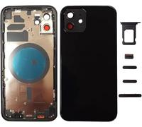 Globalstock Châssis Arrière en Vitre + Coque + Tiroir SIM Compatible avec iPhone 12 | Back Cover + Frame (Noir)