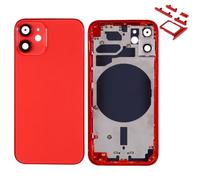 Globalstock Chassis Arriere en Vitre pour iPhone 12 Mini + Coque + Tiroir SIM Compatible Nu Noir/Blanc/Bleu/Rouge/Vert/Violet | Back Cover + Frame (Rouge)