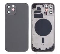 Globalstock Chassis Arriere en Vitre pour iPhone 12 Pro + Coque + Tiroir SIM Compatible Nu Noir/Blanc/Bleu/Or | Back Cover + Frame (Noir)