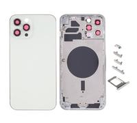 Globalstock Chassis Arriere en Vitre pour iPhone 12 Pro Max + Coque + Tiroir SIM Compatible Nu Noir/Blanc/Bleu/Or | Back Cover + Frame (Blanc)