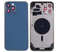 Globalstock Chassis Arriere en Vitre pour iPhone 12 Pro Max + Coque + Tiroir SIM Compatible Nu Noir/Blanc/Bleu/Or | Back Cover + Frame (Bleu)