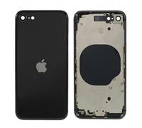 Globalstock Chassis Arriere en Vitre pour iPhone + Coque + Tiroir SIM Compatible Nu Noir/Blanc/Bleu/Rouge/Vert/Violet/Or/Rose/Gris/Argent| Back Cover + Frame (Noir, Iphone SE 2020)