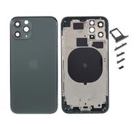 Globalstock Chassis Arriere en Vitre pour iPhone + Coque + Tiroir SIM Compatible Nu Noir/Blanc/Bleu/Rouge/Vert/Violet/Or| Back Cover + Frame (Vert, Iphone 11 Pro)