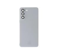 Globalstock Vitre arrière avec Adhésif + Lentille Camera Support pour Samsung Galaxy S21 FE 5G G990 Blanc