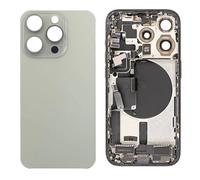 Globalstock Vitre Arrière (Cache Batterie) pour iPhone 15 Pro avec Support et NFC en Blanc Titane