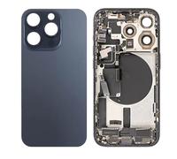 Globalstock Vitre arrière (Cache Batterie) pour iPhone 15 Pro + Support + NFC Bleu Titane