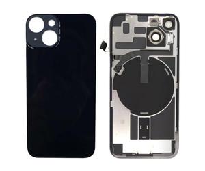 Globalstock Vitre Arrière Compatible pour iPhone 14 Noir - Verre Trempé avec Support & NFC - Remplacement Cache Batterie avec Adhésif & Kit Outils