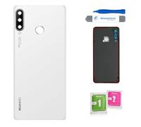 Globalstock Vitre Arrière Couvercle Batterie Remplacement avec Lentille de Caméra pour Huawei P30 Lite Noir/Blanc/Bleu + adhésif et Kit Outils (Blanc)