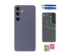 Globalstock Vitre Arrière Couvercle Batterie Remplacement avec Lentille de Caméra pour Samsung Galaxy S24 Noir/Crème/Indigo/Bleu/Orange/Argent + adhésif et Kit Outils (Indigo)