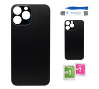 Globalstock Vitre arrière de Cache Batterie pour iphone 13 Pro Max Remplacement - Coque Cache Batterie Compatible Noir + adhésif et Kit Outils
