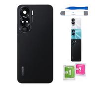 Globalstock Vitre arrière de Cache Batterie Remplacement Compatible avec Lentille de Caméra pour Honor 90 Lite Argent Titanium/Bleu Cyan/Noir + adhésif et Kit Outils (Noir)