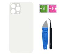 Globalstock Vitre arrière de Cache Batterie Remplacement Compatible pour iPhone 12 Pro- Blanc + Outils