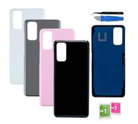 Globalstock Vitre arrière de Cache Batterie Remplacement Compatible pour Samsung Galaxy S20 Noir/Blanc/Agrent/Rose + adhésif et Kit Outils (Argenté)