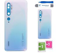 Globalstock Vitre arrière de Cache Batterie Remplacement - Coque Cache Batterie Compatible pour XIAOMI Mi Note 10/10 Pro Blanc/Noir/Vert + adhésif et Kit Outils (Blanc)