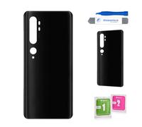 Globalstock Vitre arrière de Cache Batterie Remplacement - Coque Cache Batterie Compatible pour XIAOMI Mi Note 10/10 Pro Blanc/Noir/Vert + adhésif et Kit Outils (Noir)