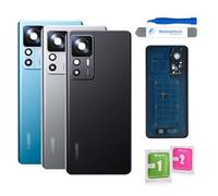 Globalstock Vitre Arrière de Remplacement pour Xiaomi - Couvercle de Batterie avec Lentille de Caméra, Multicolore, Inclus Adhésif et Kit d'Outils (Noir, Xiaomi 12T)