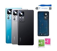 Globalstock Vitre Arrière de Remplacement pour Xiaomi - Couvercle de Batterie avec Lentille de Caméra, Multicolore, Inclus Adhésif et Kit d'Outils (Noir, Xiaomi 12T Pro)