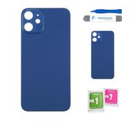 Globalstock Vitre Arrière iPhone 12 Mini Bleu - Verre Trempé de Remplacement avec Adhésif & Kit Outils - Compatible A2399 A2176 A2398 A2400 - Cache Batterie - Réparation Facile