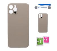Globalstock Vitre Arrière iPhone 12 Pro Or - Remplacement Cache Batterie Compatible Dernière Génération en Verre Trempé avec Adhésif + Kit Outils Inclus