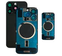 Globalstock Vitre Arrière Noir Compatible avec iPhone 16 Pro - Cache Batterie en Verre Trempé avec Support Intégré + NFC + Adhésif + Kit Outils
