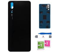 Globalstock Vitre Arrière Noir pour Huawei P20 - Cache Batterie Verre Trempé - Remplacement Coque arrière + Adhésif Inclus - Finition Premium