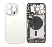 Globalstock Vitre Arrière pour iPhone 15 Pro Max avec Support et NFC en Blanc Titane