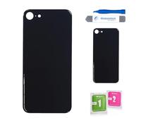 Globalstock Vitre Arrière pour iPhone SE (2020) Noir - Remplacement Cache Batterie Compatible iPhone 8 - Adhésif Préinstallé + Lentille Caméra - Kit Outils Inclus