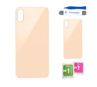 Globalstock Vitre Arrière pour iPhone XS Or - Cache Batterie Verre Trempé Multicolor avec Adhésif Préinstallé & Kit Outils - Compatible A1920 / A2097 / A2098 / A2100