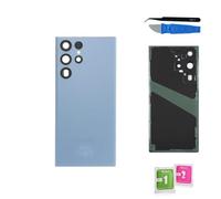 Globalstock Vitre Arrière pour Samsung Galaxy S23 Ultra (SM-S918B) - Cache Batterie de Remplacement Bleu (avec Choix Multi-Couleurs) - Lentilles Caméra Préinstallées, Adhésif & Kit Outils