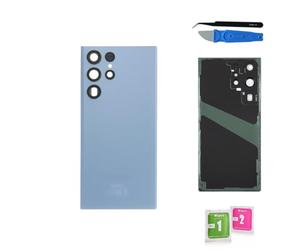 Globalstock Vitre Arrière pour Samsung Galaxy S23 Ultra (SM-S918B) - Cache Batterie de Remplacement Bleu (avec Choix Multi-Couleurs) - Lentilles Caméra Préinstallées, Adhésif & Kit Outils