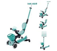 Globber - GO•UP Baby 360 Lights - Trottinette évolutive 3 Roues avec siège et Dossier, pour Les Enfants de 15 Mois à 6 Ans, Vert Menthe