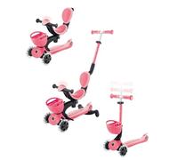 GLOBBER GO-UP Baby Lights Trottinette à 360° pour enfants - Tricycle et draisienne pour enfants - Hauteur réglable - 3 roues jusqu'à 9 ans - Roues LED colorées - Rose pastel