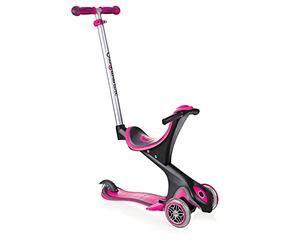 Globber - GO•UP COMFORT - Trottinette évolutive à 3 roues avec siège pour les enfants âgés de 15m+ à 9 ans + , Rose Intense