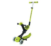 GLOBBER GO-UP Deluxe Lights Roue de siège 3 en 1, vélo et scooter, réglable, roues LED, module lumineux, vert citron