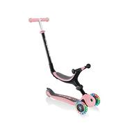Globber GO-UP Foldable Lights Tricycle, 3 en 1, 120/80 mm, ABEC 5, 3 Roues, Hauteur réglable, Roues LED, Rose Pastel, Taille Unique, Rose Pastel