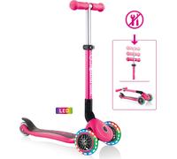 GLOBBER JUNIOR FOLDABLE LIGHTS - trottinette, 120/80 mm, ABEC 5, 3 roues, roues lumineuses LED, rose fuchsia