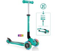 GLOBBER JUNIOR FOLDABLE LIGHTS turquoise, avec roulettes lumineuses