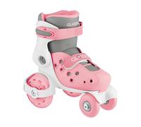 Globber Learning Skates Quad Patins à roulettes pour fille Rose pastel 26-29 en polyuréthane Roue de patin en ligne Fermeture 50 mm