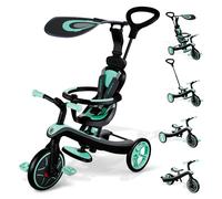 Globber - Tricycle Explorer 4 en 1 - Tricycle évolutif et draisienne pour Les Tout-Petits de 10 Mois à 5 Ans - Version 1 - Vert Menthe