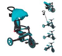 Globber - Tricycle Explorer 4 en 1 - Tricycle Pliable et évolutif en draisienne pour Les Tout-Petits de 10 Mois à 5 Ans - Turquoise
