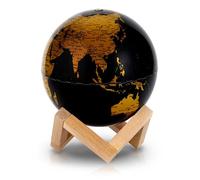 Globe 14 cm noir et or lumineux support bois - Avec support en bois - Collectif - Cartotheque Egg - Jeux livres objets