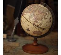 Globe Antique avec Base en Bois, Globe terrestre décoratif Vintage de Bureau - Globe éducatif de géographie rotative - pour Cadeau de Bureau à Domicile d'école d'enfants Adultes