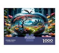 Globe Arbre Fleur 1000 Pièces Coffret Puzzle Art Miniature Eden Puzzle Carton Premium - Anti-Stress Déco, Cadeau Femmes Hommes Enfants, Développement Cognitif 52x38cm/1000pcs