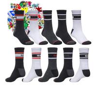 Globe Chaussettes pour homme triple stripes socks 5 paires taille unique 39/45 EU hauteur mi-mollet + 10stickers, Triple stripes 5 paires et sticker, Taille Unique