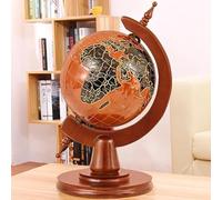 Globe de bureau en bois massif de 30 cm | Sphère creuse en bois massif | Décoration de carte du monde géographique | Bilingue chinois et anglais | Décoration rotative à 360° pour la maison/le bureau