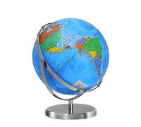 Globe du monde de 30,5 cm avec support, pivotant à 720° dans toutes les directions, support en acier inoxydable, décoration géographique/décorative de bureau, carte du monde avec texte clair pour la