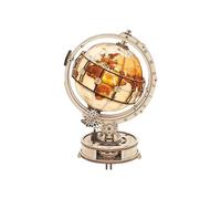 Globe en bois 3D avec puzzle pour adultes, maquette mécanique illuminée pour décoration de fêtes