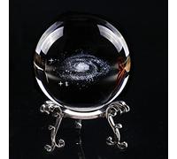 Globe en verre avec système solaire de 80 mm - Mini planètes gravées en 3D - Décoration unique en forme de sphère violette cosmique - Pour les amateurs d'astronomie et la décoration de la maison